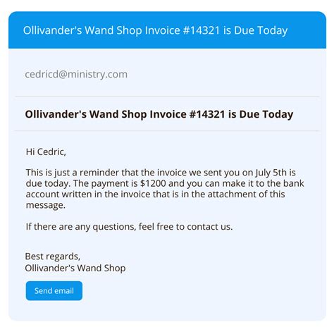 email asking for payment of overdue invoice.